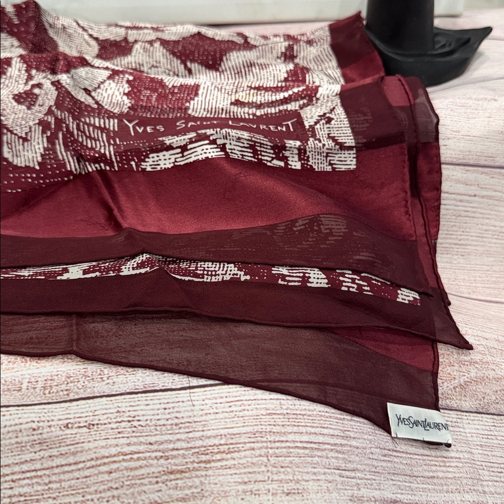 Authentic Ysl Silk Scarf Floral